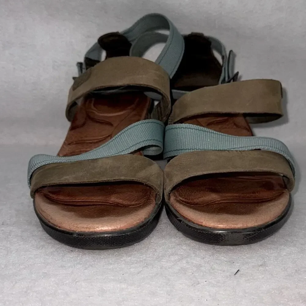 Women’s Keen Strappy Sandals Wedges Arch Support Teal & Taupe 7.5 Ankle Strap